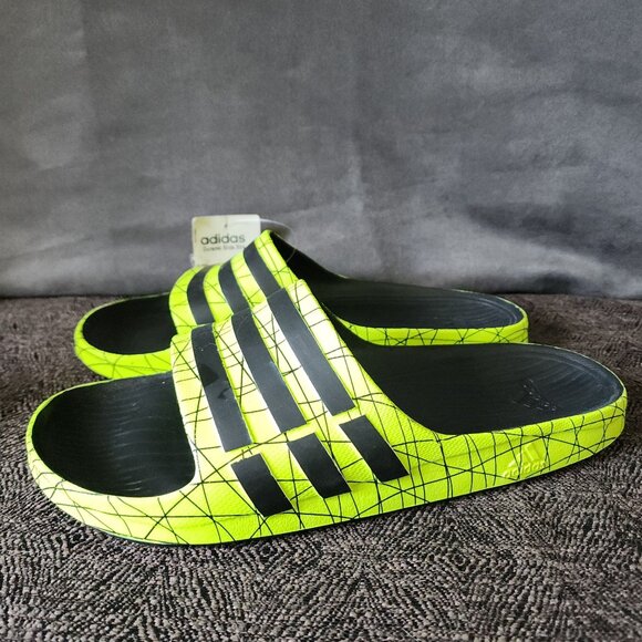 Adidas Duramo Xtra Slides Mens Size 11 Neon Yellow & Black Lightweight Comfort S - Picture 1 of 7